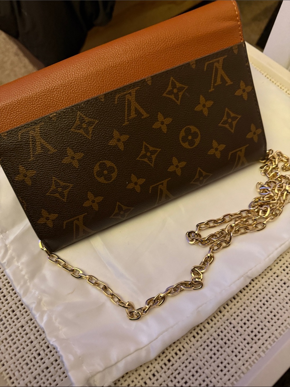 Brown Monogram Crossbody with Gold Chain - Picture 6 of 14